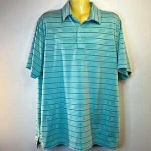 Vineyard Vines Men's Light Turquoise Striped Performance Polo Shirt - Size Large